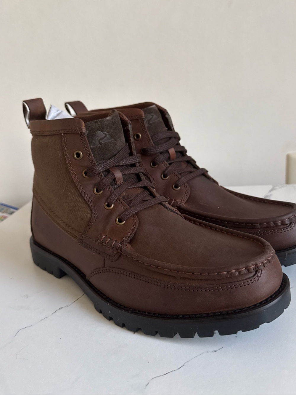 Ozark Trail Brown Leather and Canvas Chukka Boots - Picture 6 of 7